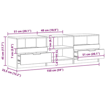 TV Cabinet Old Wood 150x33,5x45 cm Engineered Wood