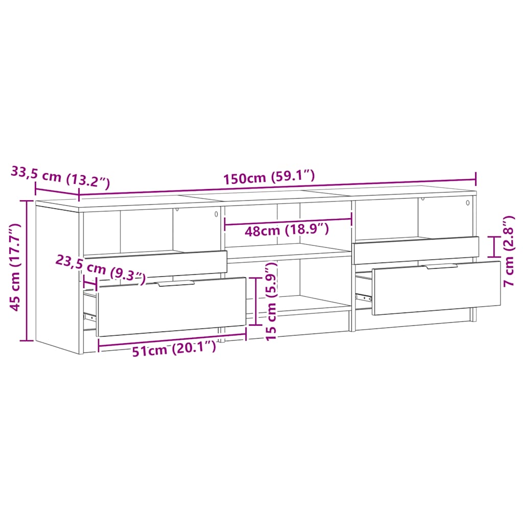 TV Cabinet Artisan Oak 150x33.5x45 cm Engineered Wood