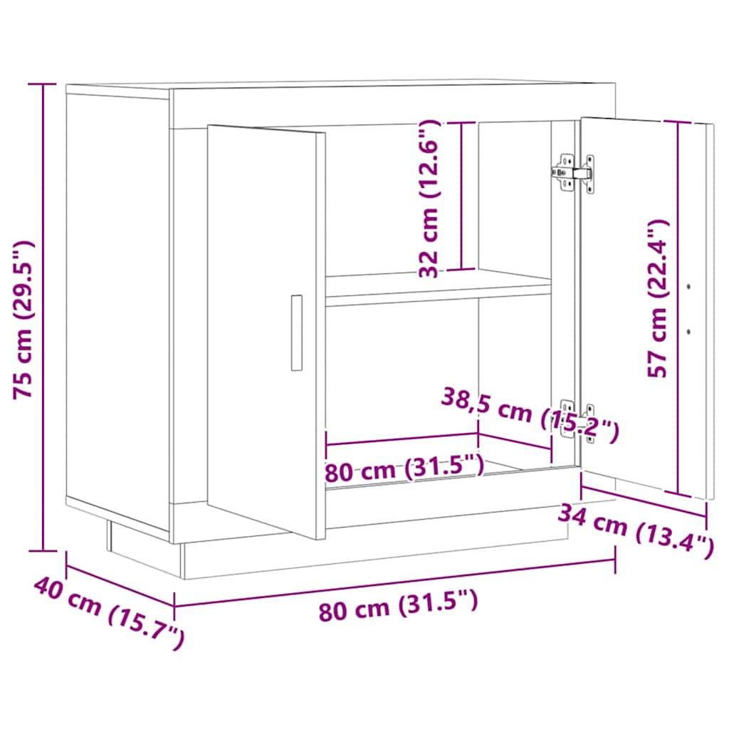 Sideboard Artisan Oak 80x40x75 cm Engineered Wood