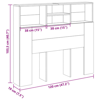 Headboard Cabinet Old Wood 120x19x103.5 cm Engineered Wood