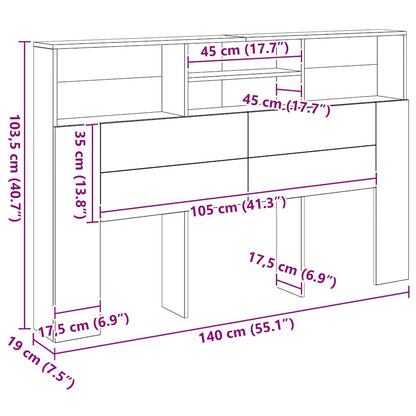 Headboard Cabinet Artisan Oak 160x19x103.5 cm Engineered Wood