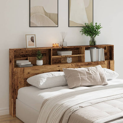 Headboard Cabinet Old Wood 200x19x103.5 cm Engineered Wood