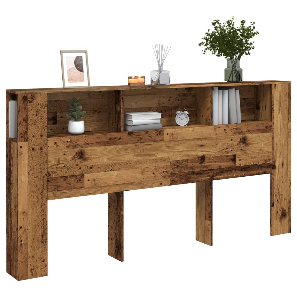 Headboard Cabinet Old Wood 200x18.5x102.5 cm Engineered Wood