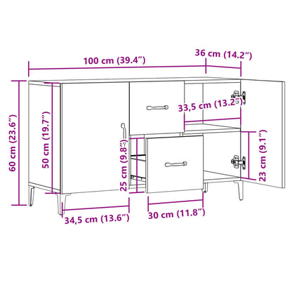 Sideboard Old Wood 100x36x60 cm Engineered Wood