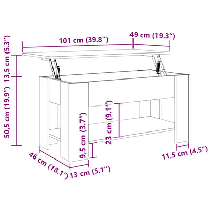 Coffee Table Old Wood 101x49x52 cm Engineered Wood