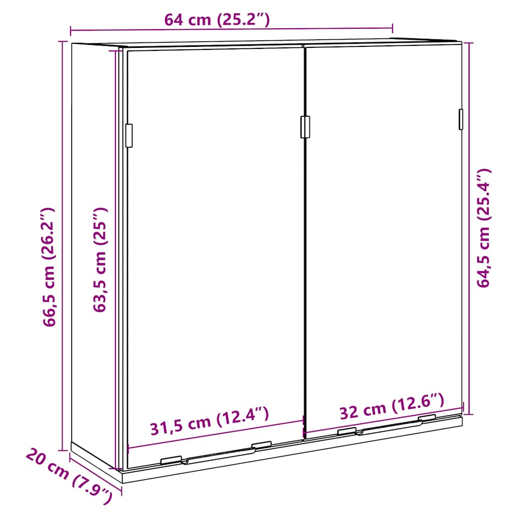 Bathroom Mirror Cabinet Old Wood 64x20x66,5 cm Engineered Wood