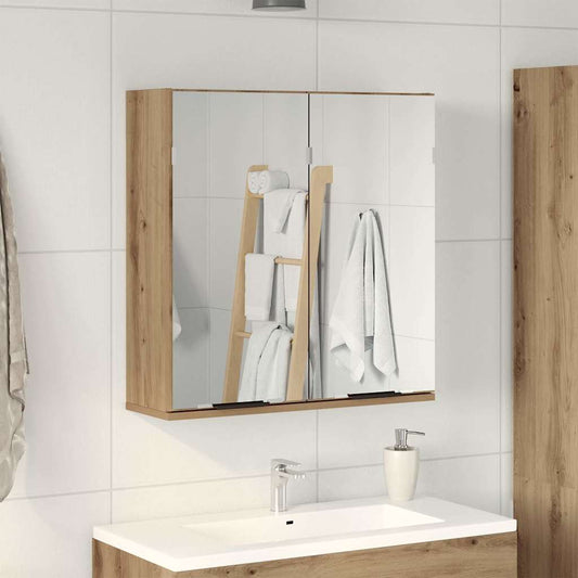 Bathroom Mirror Cabinet Artisan Oak 64x20x66.5 cm Engineered Wood