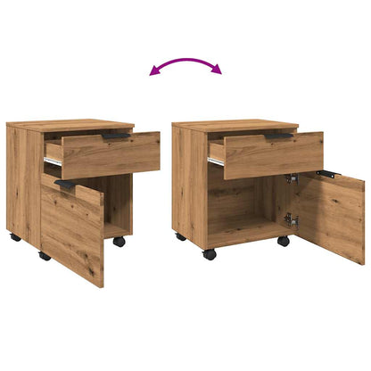 Mobile File Cabinet with Wheels Artisan Oak 45x38x54 cm Engineered Wood