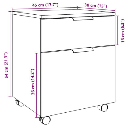 Mobile File Cabinet with Wheels Artisan Oak 45x38x54 cm Engineered Wood