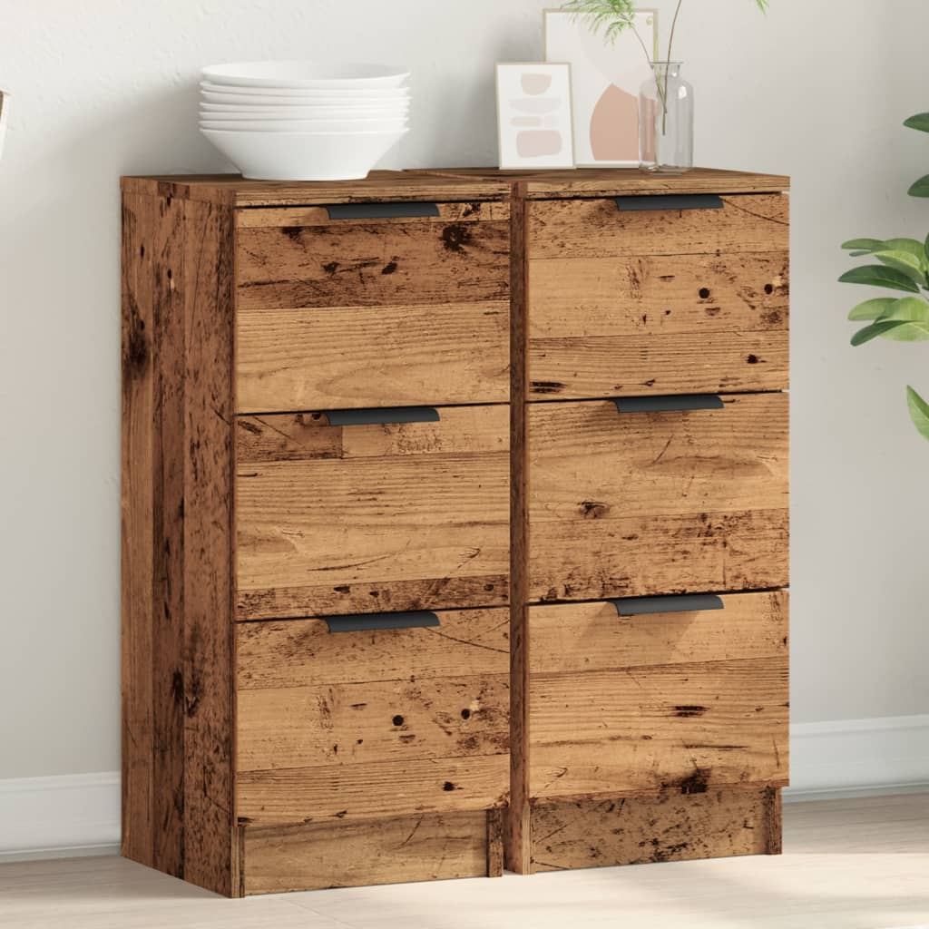 Sideboards 2 pcs Old Wood 30x30x70 cm Engineered Wood