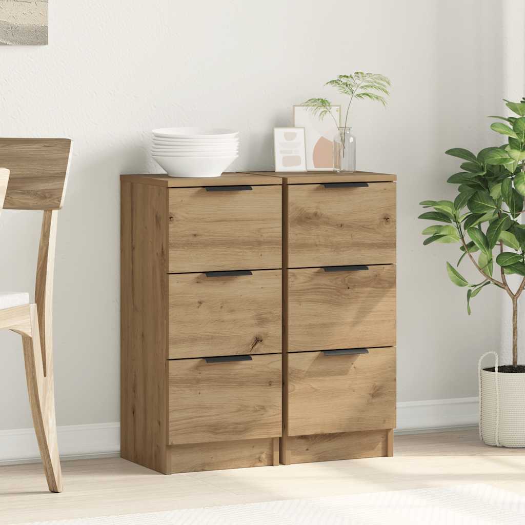 Sideboards 2 pcs Artisan Oak 30x30x70 cm Engineered Wood