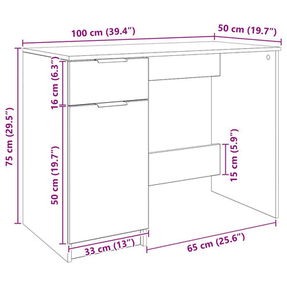 Desk Artisan Oak 100x50x75 cm Engineered Wood