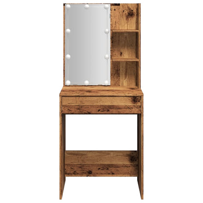 Dressing Table with LED Old Wood 60x40x140 cm