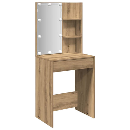 Dressing Table with LED Artisan Oak 60x40x140 cm