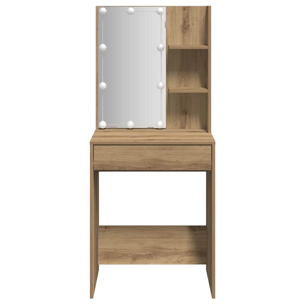 Dressing Table with LED Artisan Oak 60x40x140 cm
