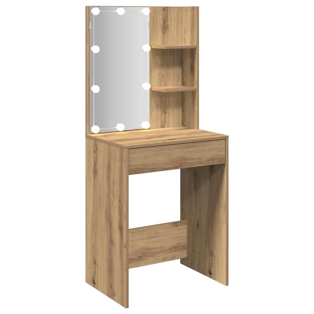 Dressing Table with LED Artisan Oak 60x40x140 cm