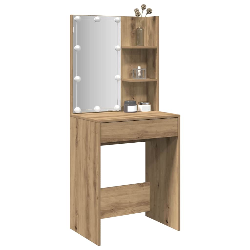 Dressing Table with LED Artisan Oak 60x40x140 cm