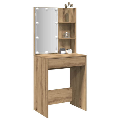 Dressing Table with LED Artisan Oak 60x40x140 cm
