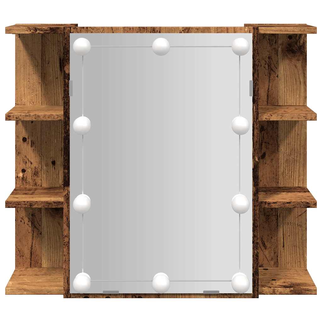 Mirror Cabinet with LED Old Wood 70x16.5x60 cm