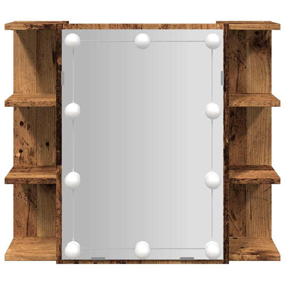 Mirror Cabinet with LED Old Wood 70x16.5x60 cm