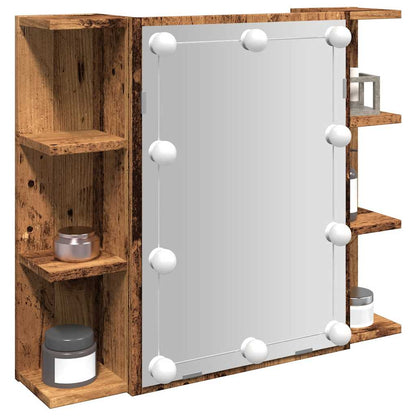 Mirror Cabinet with LED Old Wood 70x16,5x60 cm