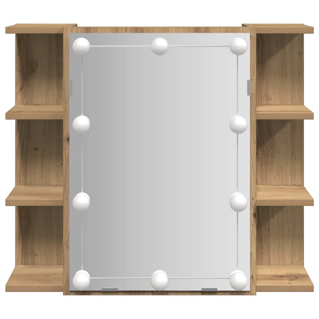 Mirror Cabinet with LED Artisan Oak 70x16.5x60 cm