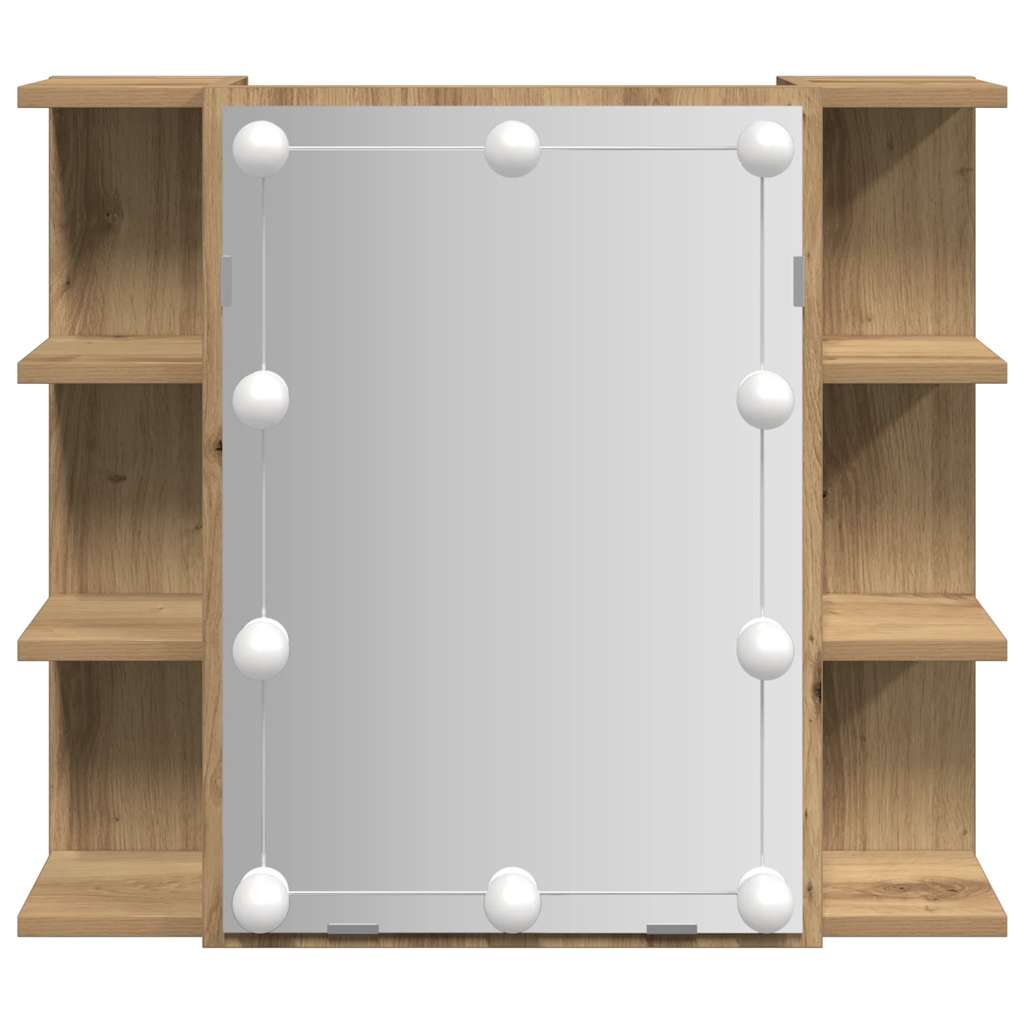 Mirror Cabinet with LED Artisan Oak 70x16.5x60 cm