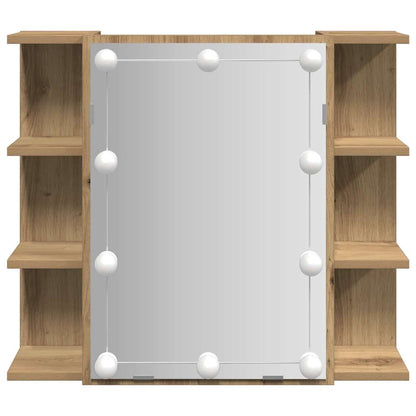 Mirror Cabinet with LED Artisan Oak 70x16.5x60 cm