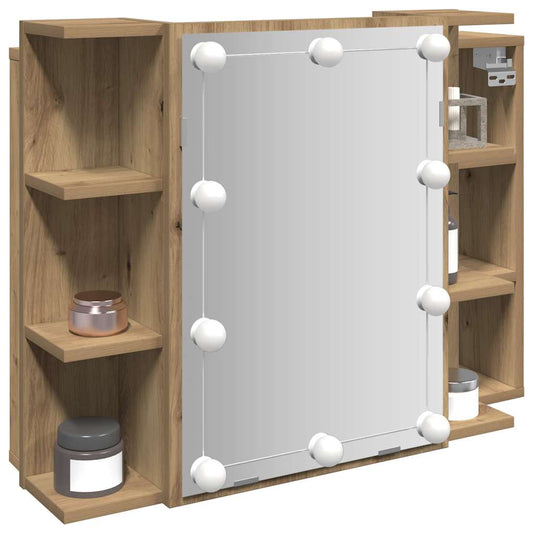 Mirror Cabinet with LED Artisan Oak 70x16.5x60 cm