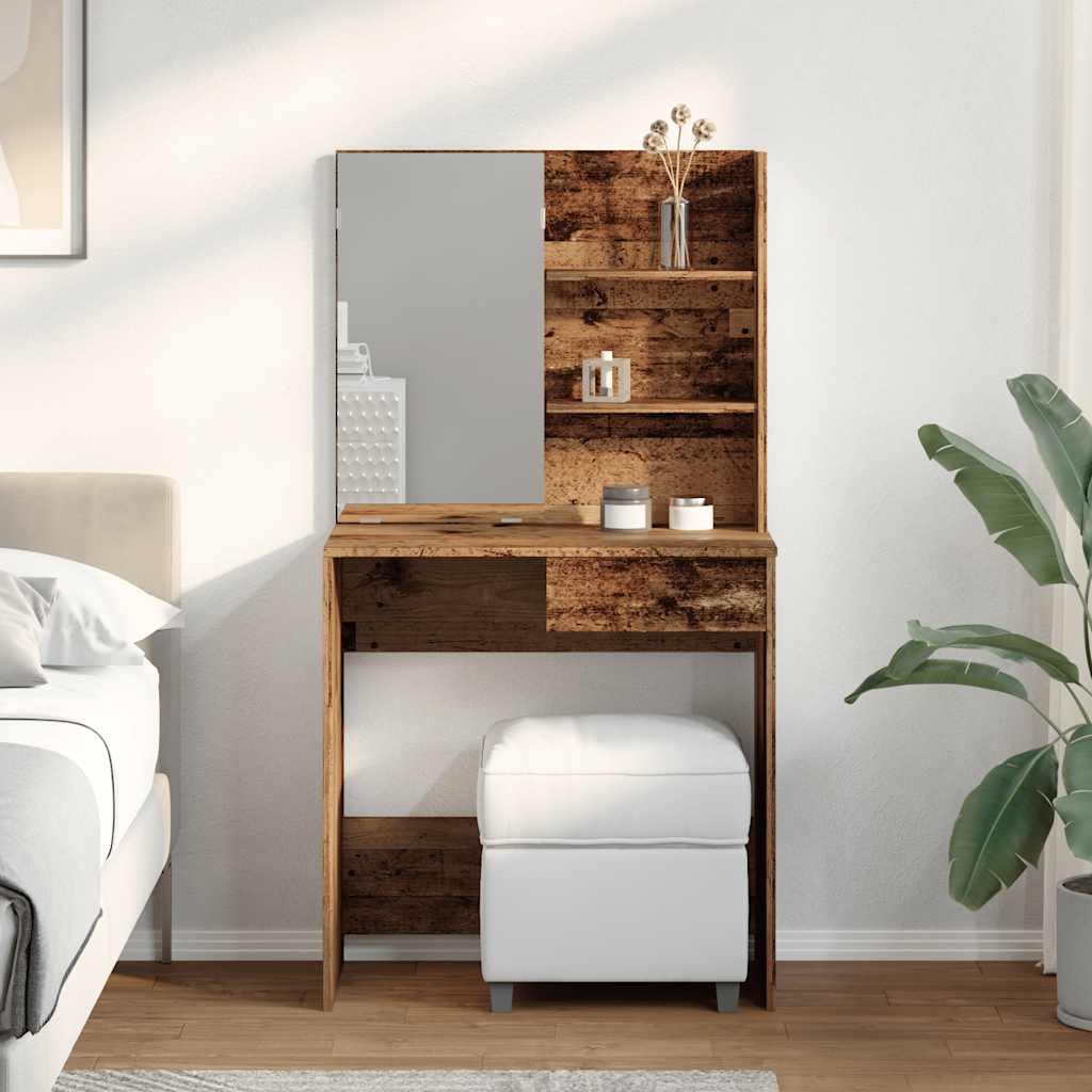 Dressing Table with Mirror Old Wood 74,5x40x141 cm