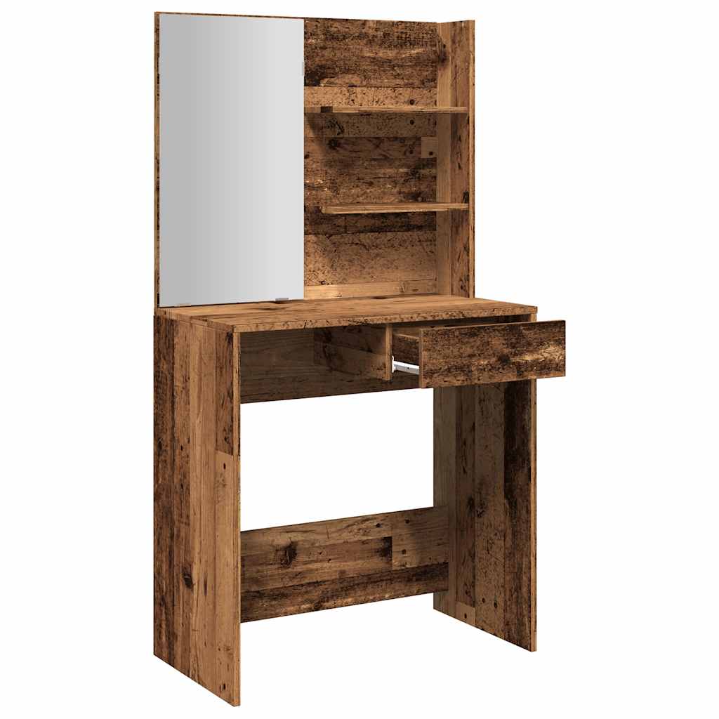 Dressing Table with Mirror Old Wood 74,5x40x141 cm