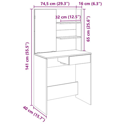 Dressing Table with Mirror Artisan Oak 74,5x40x141 cm