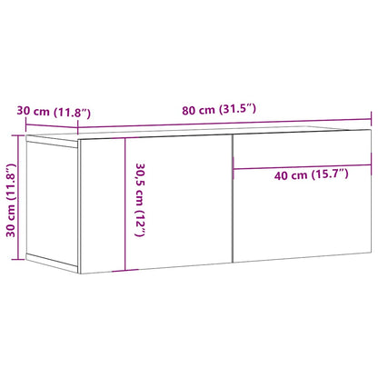 2 Piece Wall-mounted TV Cabinet Set Old Wood 80x30x30 cm