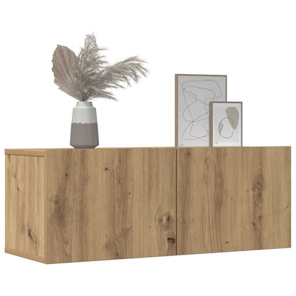 2 Piece Wall-mounted TV Cabinet Set Artisian Oak 80x30x30 cm