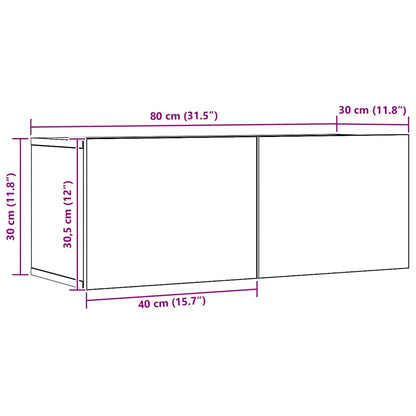 2 Piece Wall-mounted TV Cabinet Set Artisian Oak 80x30x30 cm