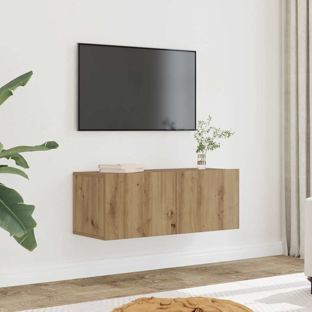 2 Piece Wall-mounted TV Cabinet Set Artisian Oak 80x30x30 cm