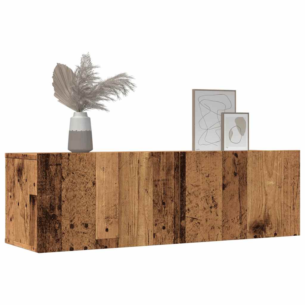 2 Piece Wall-mounted TV Cabinet Set Old Wood 100x30x30 cm