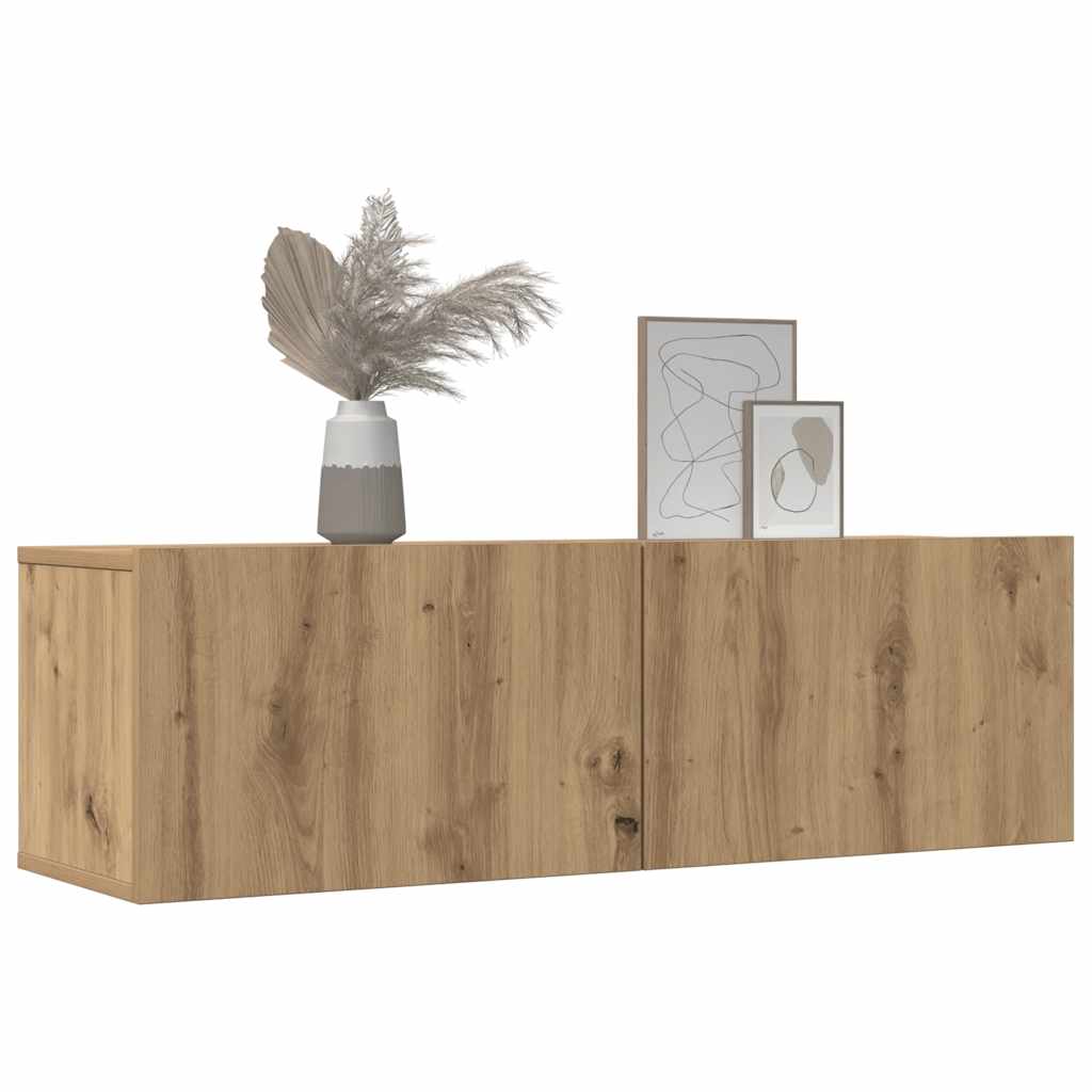 2 Piece Wall-mounted TV Cabinet Set Artisian Oak 100x30x30 cm