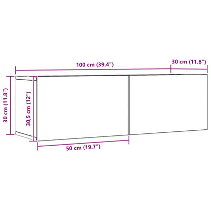 2 Piece Wall-mounted TV Cabinet Set Artisian Oak 100x30x30 cm