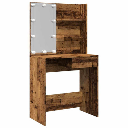 Dressing Table with LED Old Wood 74,5x40x141 cm