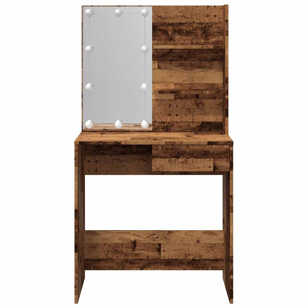 Dressing Table with LED Old Wood 74,5x40x141 cm