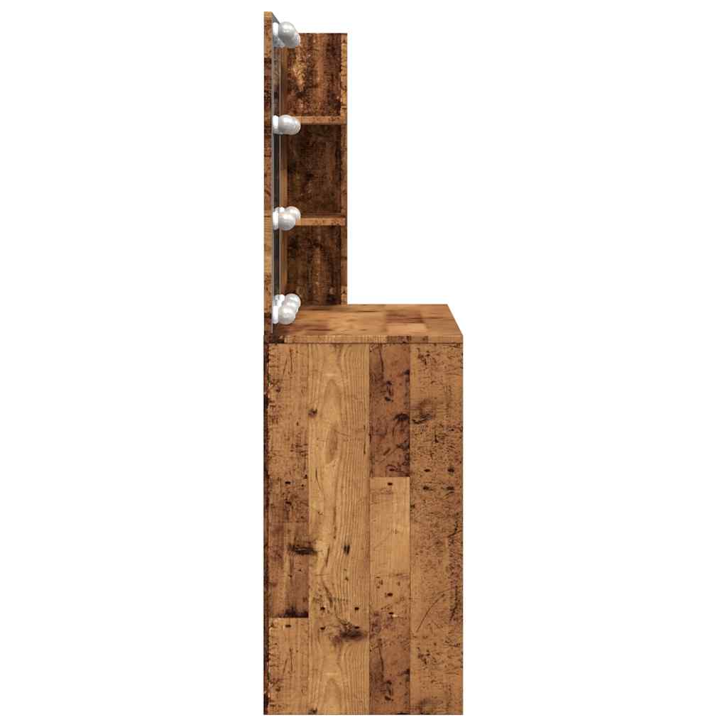 Dressing Table with LED Old Wood 74,5x40x141 cm