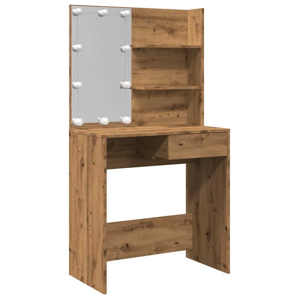 Dressing Table with LED Artisan Oak 74,5x40x141 cm