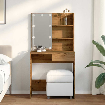 Dressing Table with LED Artisan Oak 74,5x40x141 cm
