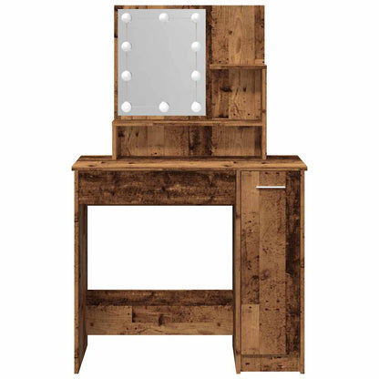 Dressing Table with LED Old Wood 86.5x35x136 cm