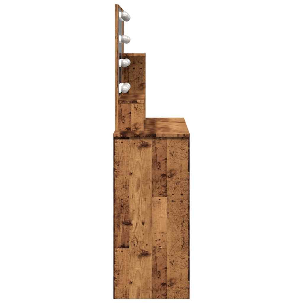 Dressing Table with LED Old Wood 86.5x35x136 cm
