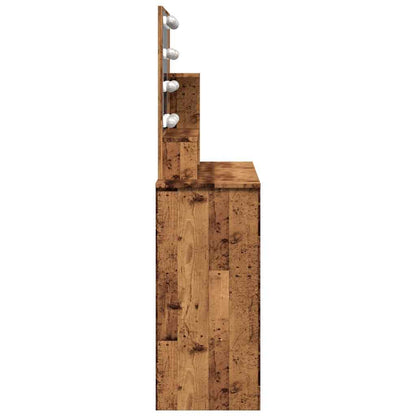 Dressing Table with LED Old Wood 86.5x35x136 cm