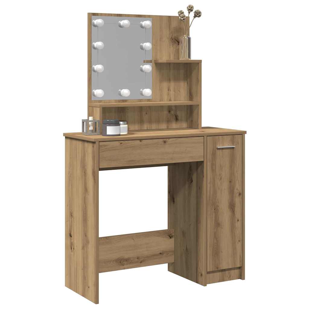 Dressing Table with LED Artisan Oak 86.5x35x136 cm