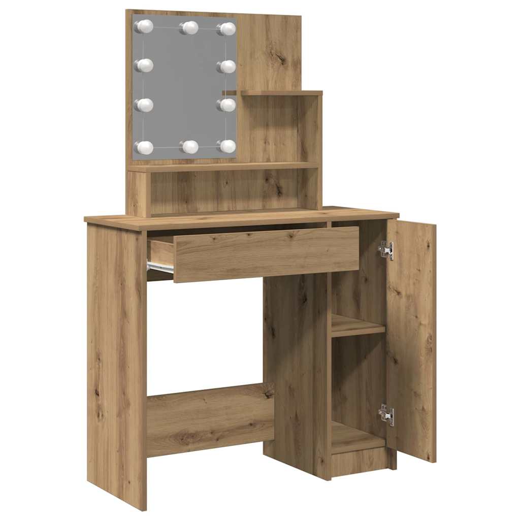 Dressing Table with LED Artisan Oak 86.5x35x136 cm