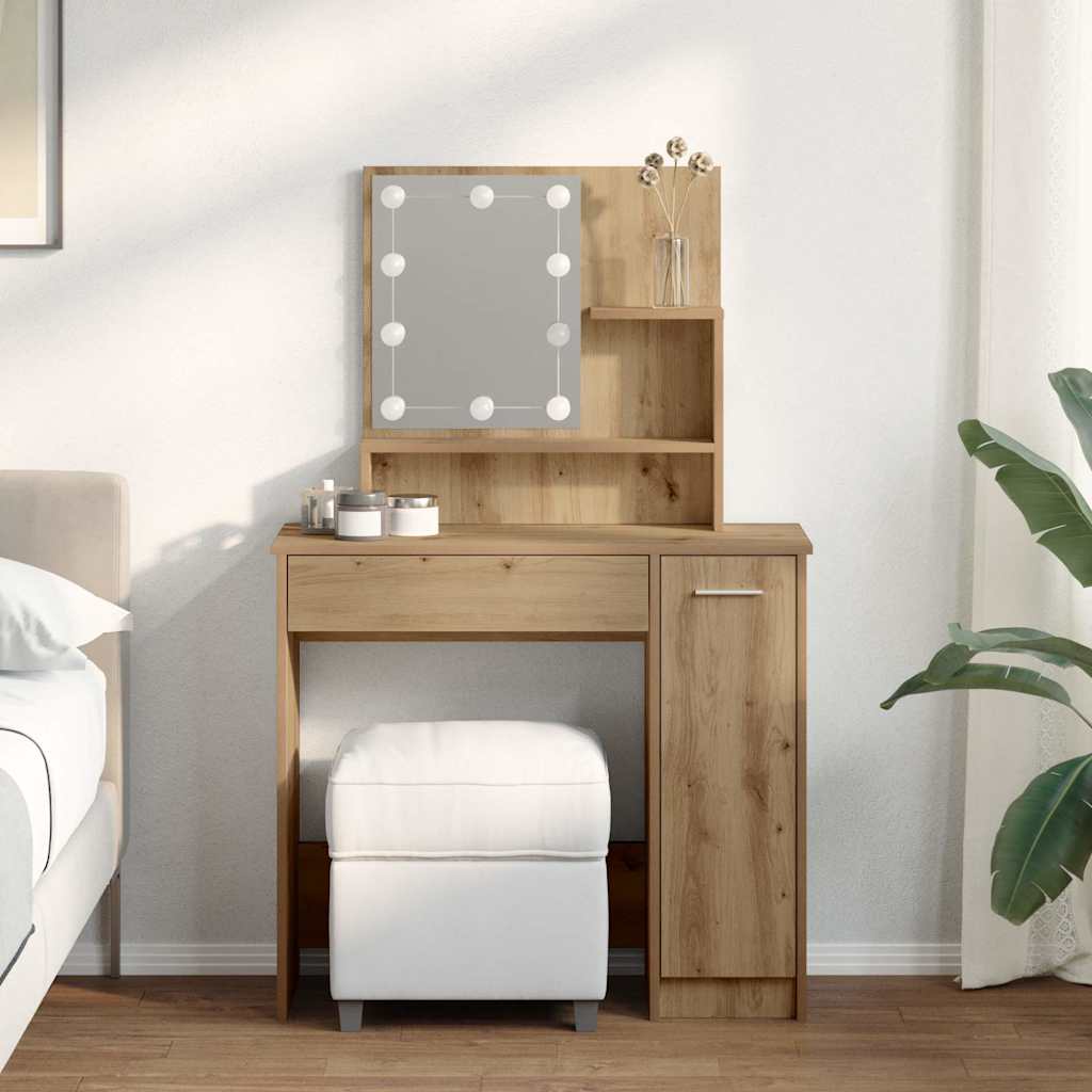 Dressing Table with LED Artisan Oak 86.5x35x136 cm